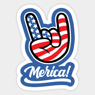 Merica Rocker Hand USA Flag American Sticker